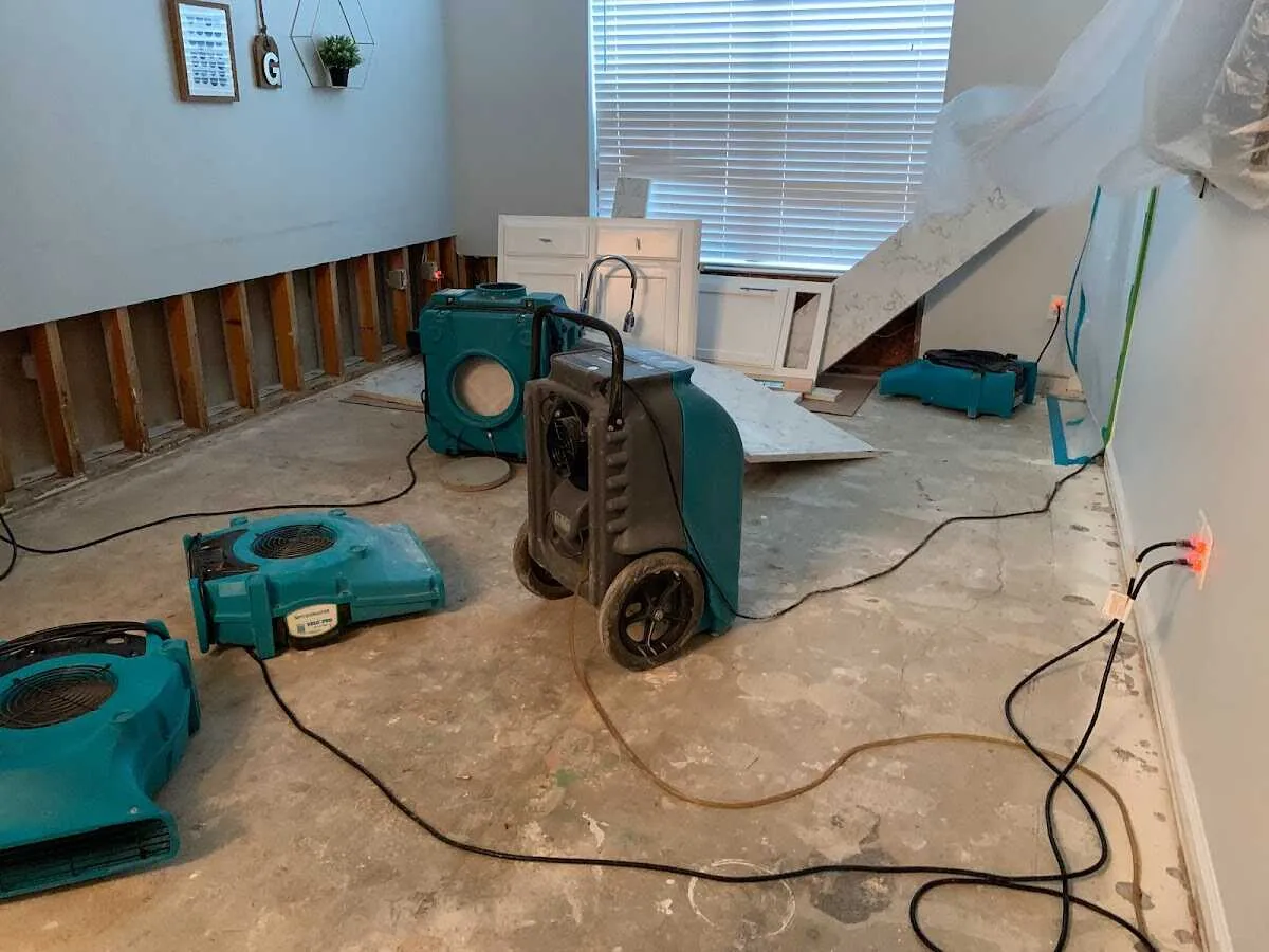 Dehumidifier in flood-cut room for Water Extraction & Removal in Carrollton